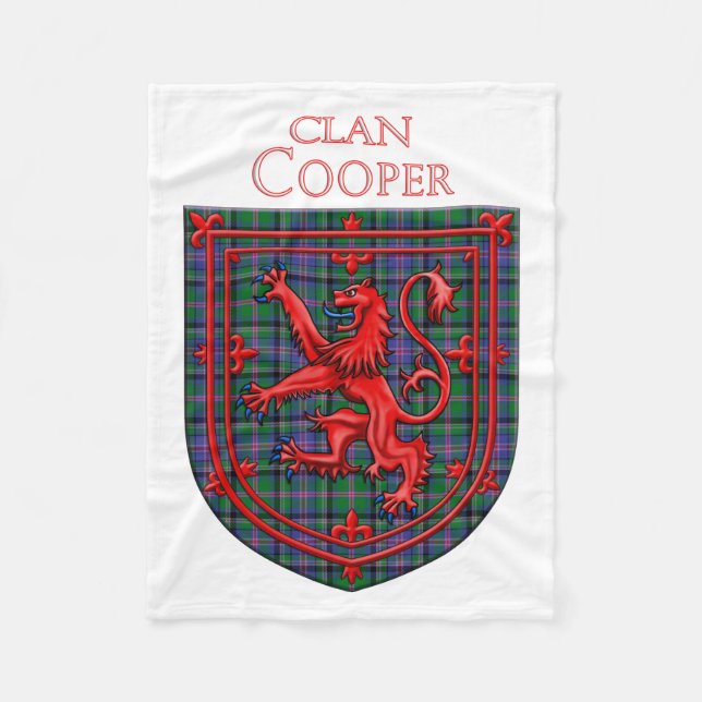 Cooper Tartan Scottish Plaid Lion Rampant Fleece Blanket (Front)