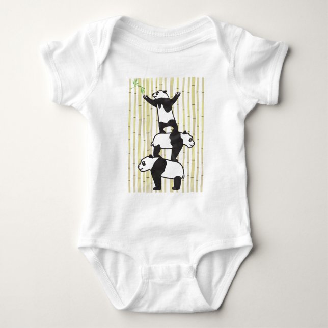 Cooperating Pandas Baby Bodysuit (Front)
