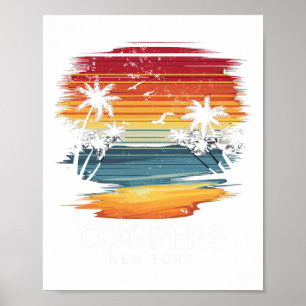 Coopers Beach New York Surfboard Surfing Vintage Poster