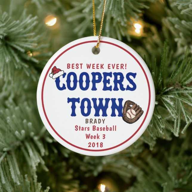 Cooperstown Baseball Best  Week Ever Santa Hat Ceramic Tree Decoration (Tree)