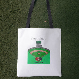 Cooperstown Baseball Field Team Name Custom Tote Bag