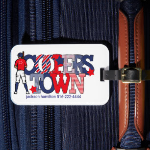 Cooperstown Baseball Player / Patriotic Custom Luggage Tag
