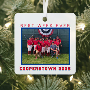 Cooperstown Baseball Team Photo Best Week Ever Metal Tree Decoration