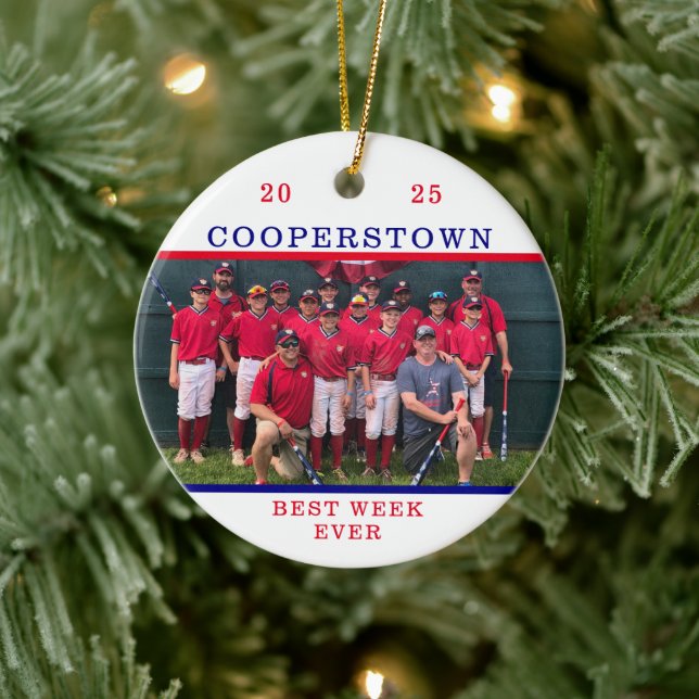 Cooperstown Baseball Team Photo Best Week Fun Fact Ceramic Tree Decoration (Tree)