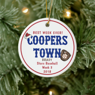 Cooperstown Best Week Ever Santa Hat  Ceramic Tree Decoration