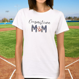Cooperstown Mum Baseball / Heart Patriotic Stars T-Shirt