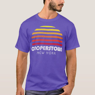 Cooperstown New York Vacation Retro Sunset T-Shirt
