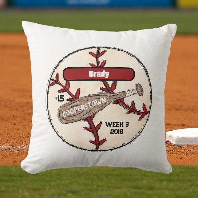 Cooperstown NY Baseball Fun Facts Commemorative Cushion (Creator Uploaded)