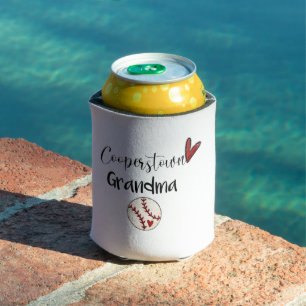 Cooperstown NY Baseball Grandma Cute Script Sports Can Cooler