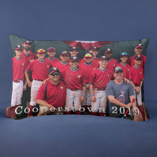 Cooperstown NY Baseball Team Coaches Players Photo Lumbar Cushion