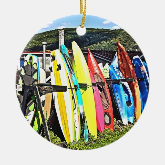 Cooperstown NY - Kayaks and Paddleboards Ceramic Tree Decoration (Front)