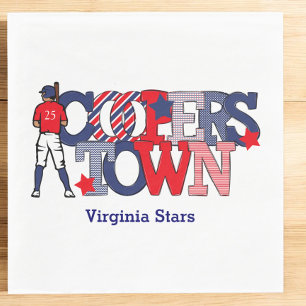 Cooperstown Patriotic Baseball Player Custom Team Napkin