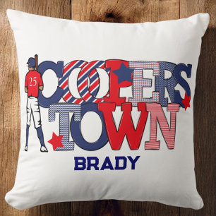 Cooperstown Patriotic Baseball Player’s Custom Cushion