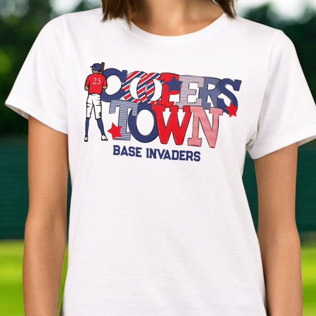 Cooperstown Patriotic Letters Baseball Team Name T-Shirt (Creator Uploaded)