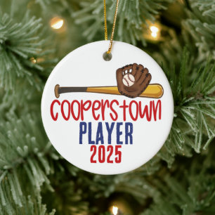 Cooperstown Player Mum Dad Message Custom Ceramic Tree Decoration