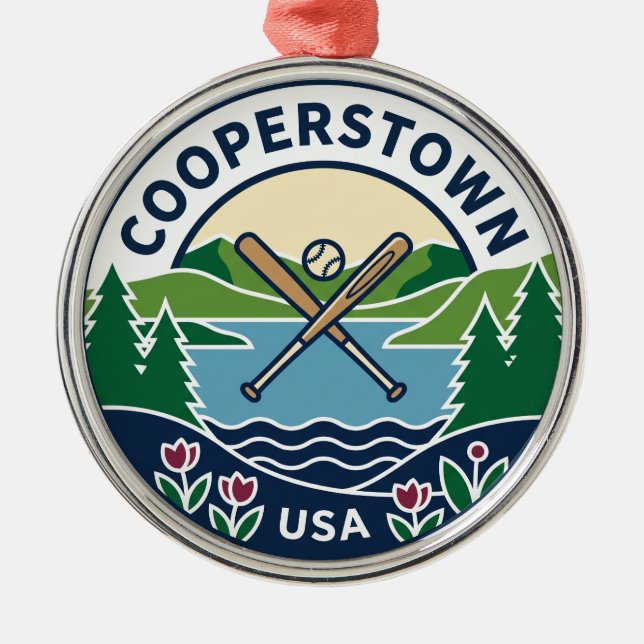 Cooperstown USA Metal Tree Decoration (Front)