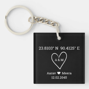 Coordinates of Love Wedding Favour  Key Ring
