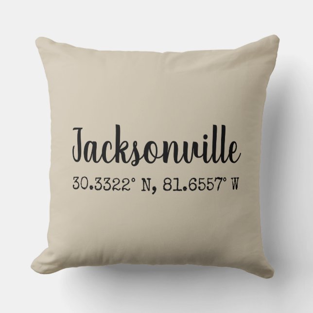 Coordinates Pillow Jacksonville Florida (Front)