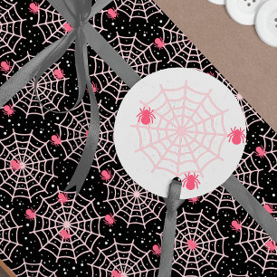 Coordinating Halloween Pink Spider and Web Tag