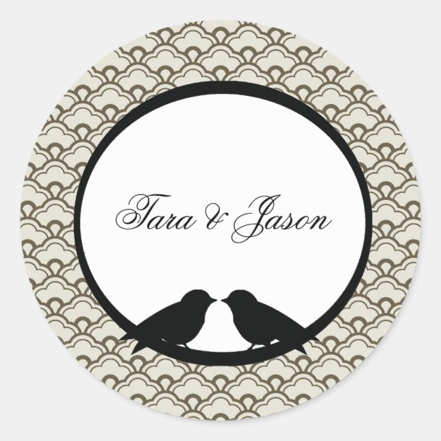 Coordinating Lovebirds Envelope Seals (Front)