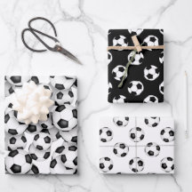 coordinating set black white soccer balls patterns