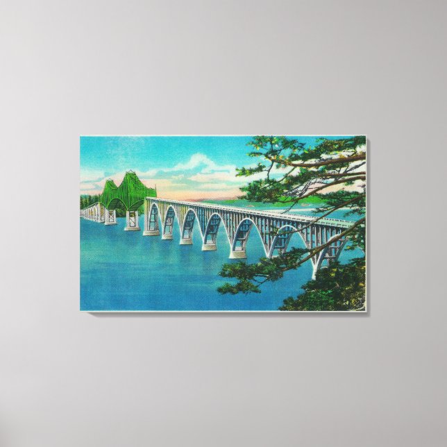 Coos Bay Bridge in North Bend, Oregon Canvas Print (Front)