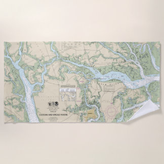 Coosaw and Broad Rivers Nautical Chart 11519 Beach Towel