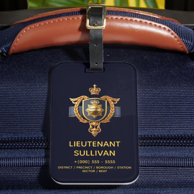 Cop custom police logo policeman travel luggage tag (Front Insitu 2)
