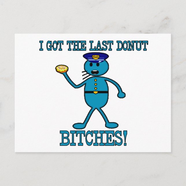 Cop Has Last Doughnut Postcard (Front)