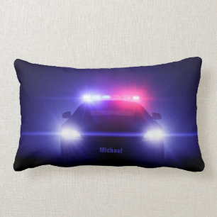 Cop  Police Car With Full Lights Lumbar Cushion