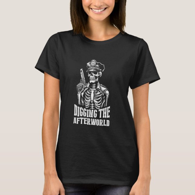 Cop Skeleton Law Enforcement - Thin Blue Line Poli T-Shirt (Front)