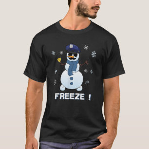 Cop Snowman Freeze Christmas Party Gift  Xmas  T-Shirt