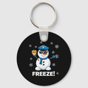 Cop Snowman Freeze Christmas Party Xmas Key Ring