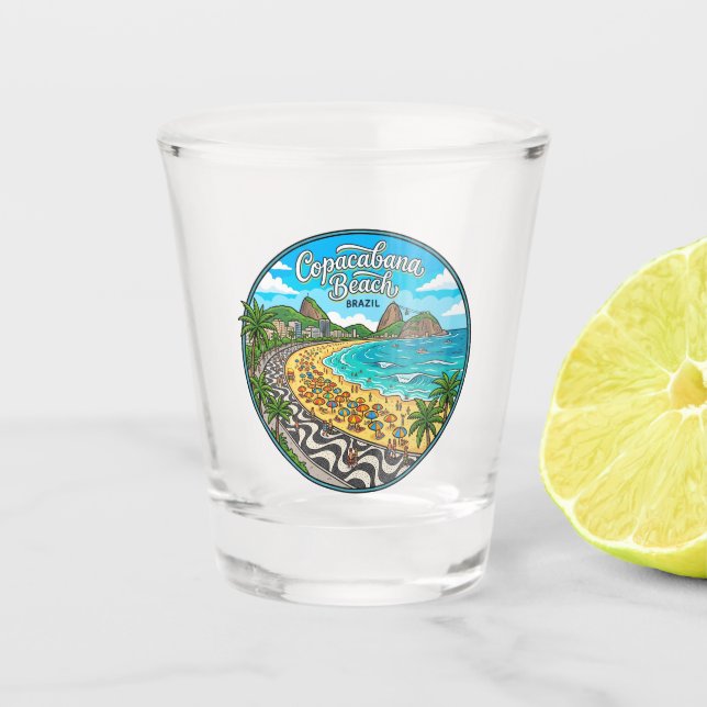 Copacabana Beach Brazil Shot Glass (Front)