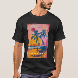 Copacabana Rio de Janeiro Brazil Retro Beach Sunse T-Shirt