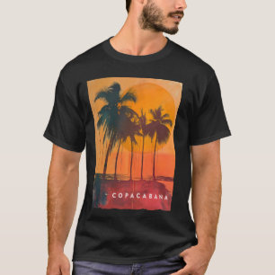 Copacabana Rio de Janeiro Brazil Retro Beach Sunse T-Shirt