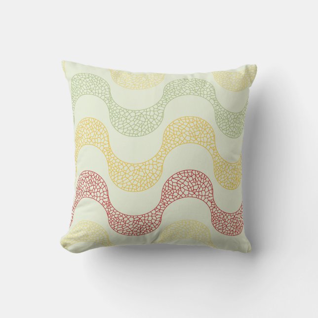 Copacabana Sidewalk Wave Pattern Throw Pillow (Front)