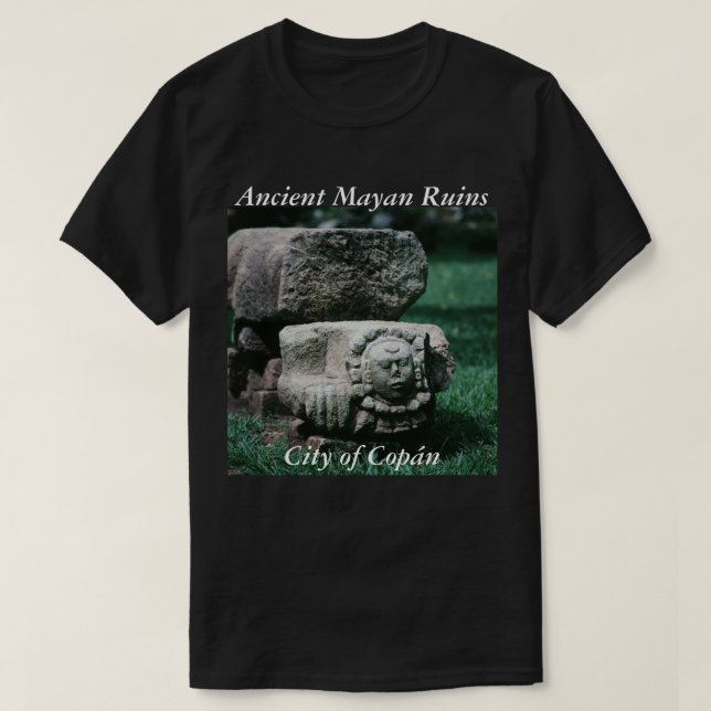 Copan Ancient Ruins Statues City Culture Mayan T-Shirt (Design Front)