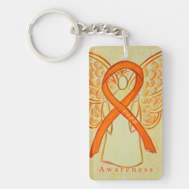 COPD Angel Orange Awareness Ribbon Keychain (Front)