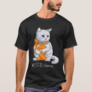 COPD Awareness Month Orange Ribbon Cat T-Shirt