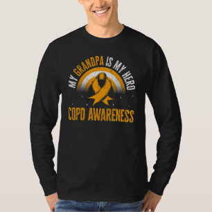 COPD Awareness My Grandpa Is My Hero Ribbon Rainbo T-Shirt