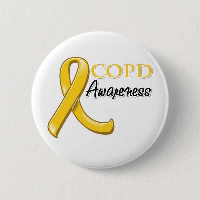 COPD Awareness Ribbon (gold ribbon) 6 Cm Round Badge (Front)
