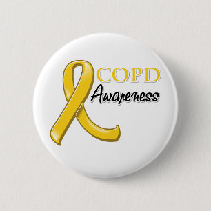 COPD Awareness Ribbon (gold ribbon) 6 Cm Round Badge