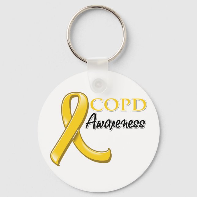 COPD Awareness Ribbon (gold ribbon) Key Ring (Front)