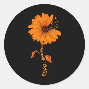Copd Awareness Sunflower Orange Ribbon  Classic Round Sticker