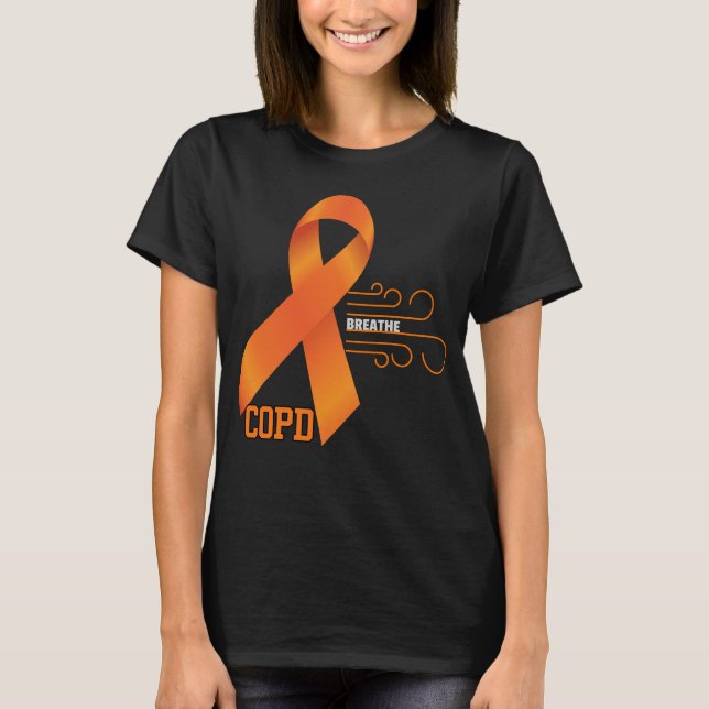 COPD Orange Ribbon Breathe T-Shirt (Front)