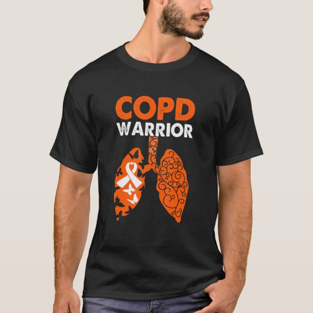 COPD Warrior COPD Awareness Lung Orange Ribbon But T-Shirt (Front)