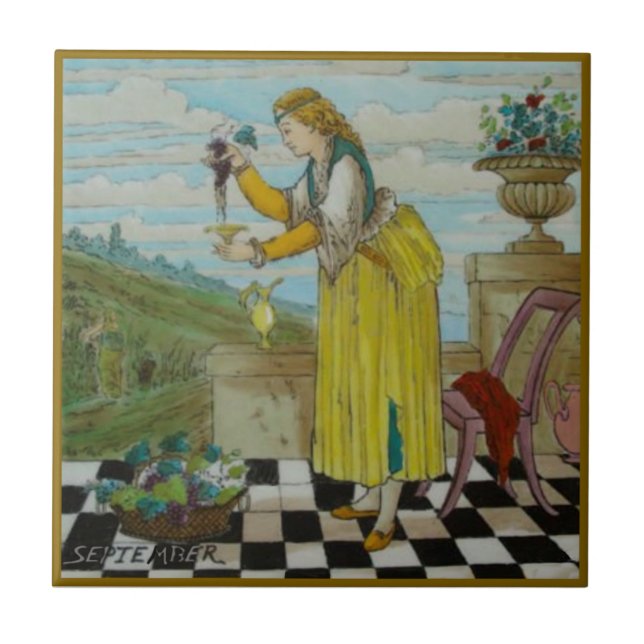 Copeland September Polychrome 1870s Repro  Tile (Front)