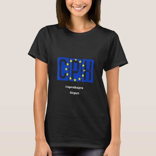 Copenhagen Airport Code Eu Flag Pilot Cph T-Shirt (Front)