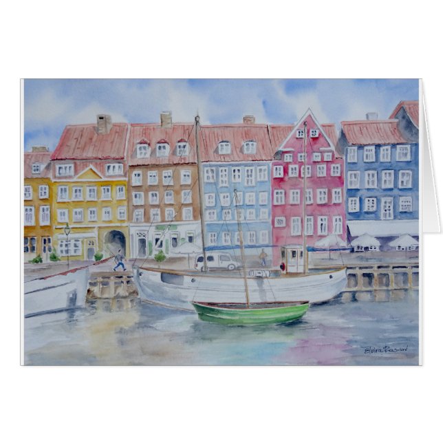 Copenhagen Blank Watercolor Card (Front Horizontal)